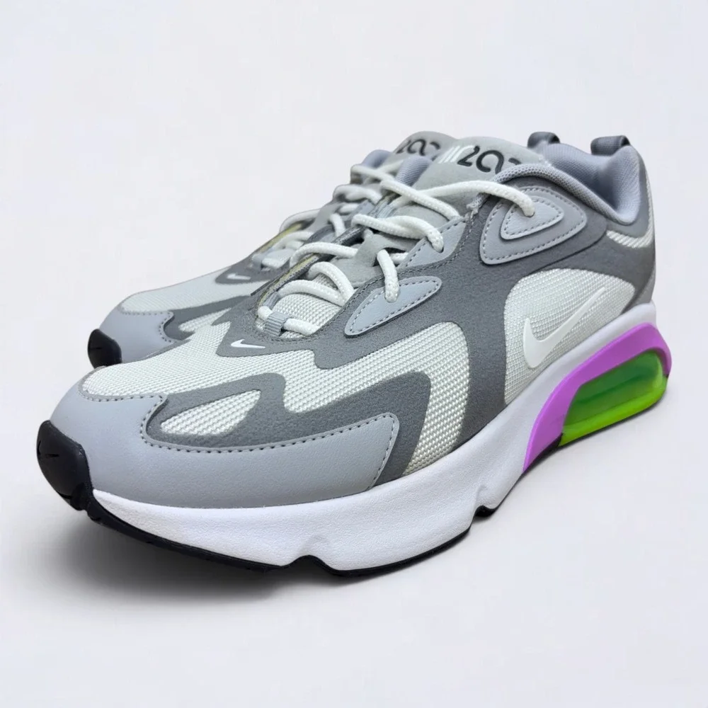 Nike Air Max 200 Pure Platinum Volt Sneakers Women's 10 Grey Lime AT6175-002